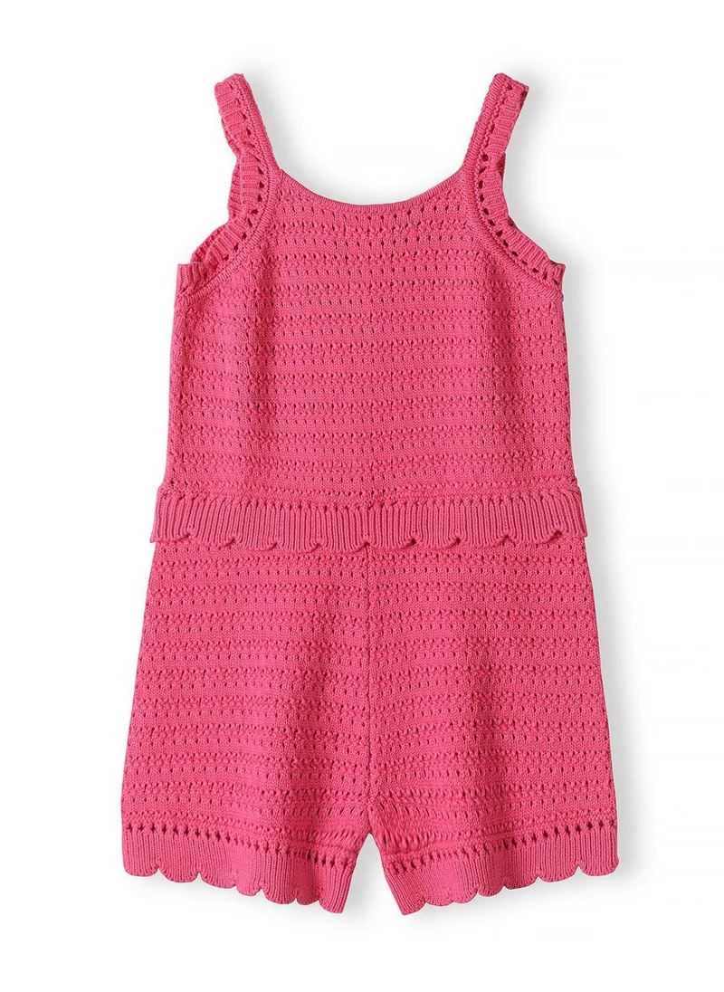 مينوتي girls breathable pink crochet jumpsuit adjustable straps 3-15 years